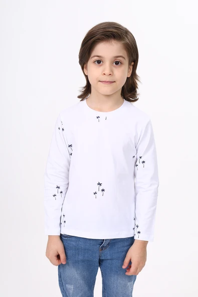 Toontoy Erkek Çocuk Palmiye Baskılı  Düz Tişört ürün görseli 1