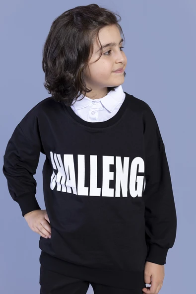 Toontoy Erkek Çocuk Baskılı Gömlek Yaka Sweatshirt - 6