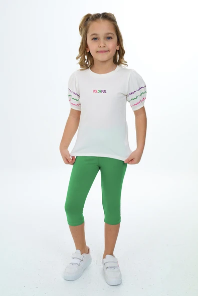 Toontoy Kız Çocuk Colorful Nakışlı Kaprili Takım