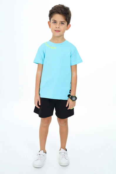 Toontoy Erkek Çocuk  Yakası Baskılı Şortlu Takım - 5