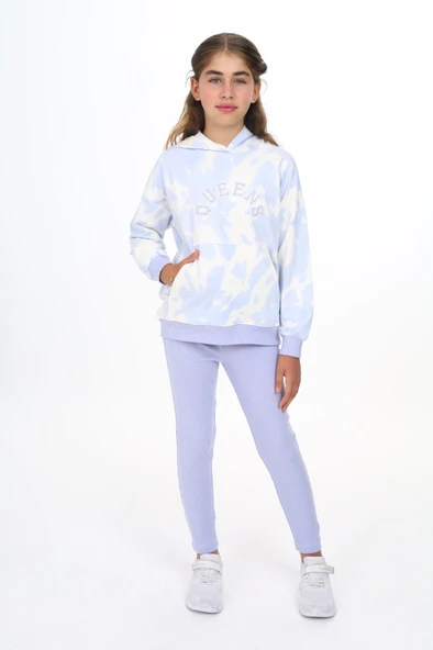 Toontoy Kız Çocuk Batik Desenli Taytlı Takım - 3