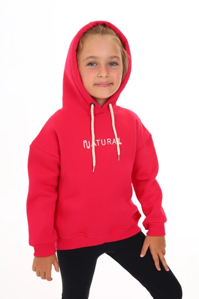 Toontoy Kız Çocuk Kapüşonlu Natural Nakışlı Sweatshirt - 12