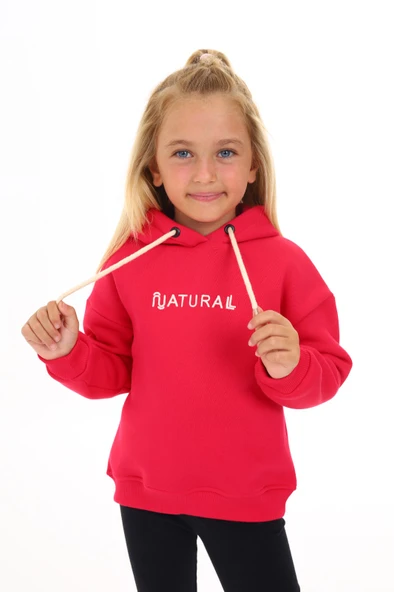 Toontoy Kız Çocuk Kapüşonlu Natural Nakışlı Sweatshirt - 11