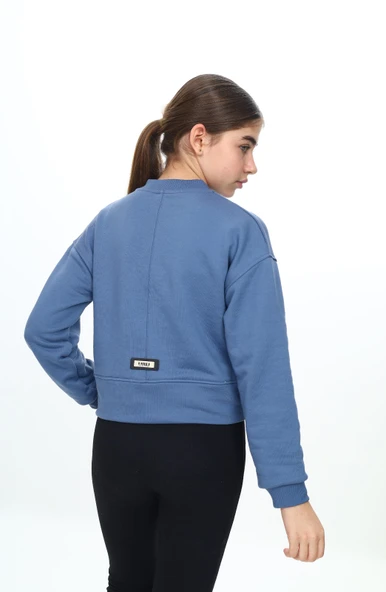 Toontoy Kız Çocuk Kolej Yaka Fermuarlı Cepli Düşük Omuz Baskılı Örme Hırka - 3 İplik Şardunsuz - 4