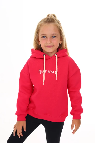 Toontoy Kız Çocuk Kapüşonlu Natural Nakışlı Sweatshirt - 4