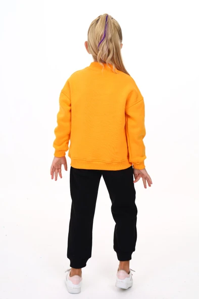 Toontoy Kız Çocuk Yarım Balıkçı Yaka Göğsü Nakışlı Eşofman Takım - 12