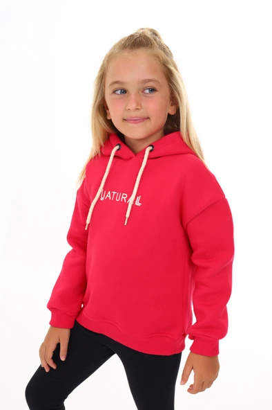 Toontoy Kız Çocuk Kapüşonlu Natural Nakışlı Sweatshirt - 10
