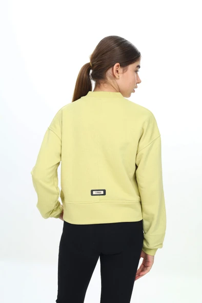 Toontoy Kız Çocuk Kolej Yaka Fermuarlı Cepli Düşük Omuz Baskılı Örme Hırka - 3 İplik Şardunsuz - 8