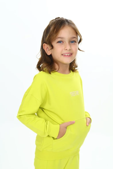 Toontoy Kız Çocuk Kanguru Cepli Tnty Nakışlı Eşofman Takım - 3