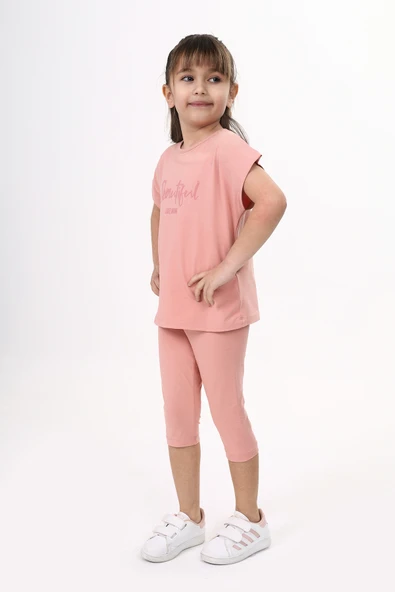 Toontoy Kız Çocuk Beautıful Baskılı Kaprili Takım - 5