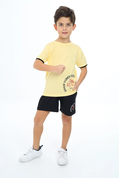 Toontoy Erkek Çocuk Goog Vıbes Clup Baskılı Şortlu Takım - 2
