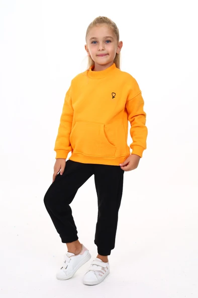 Toontoy Kız Çocuk Yarım Balıkçı Yaka Göğsü Nakışlı Eşofman Takım - 10