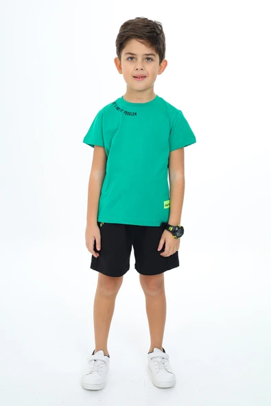 Toontoy Erkek Çocuk  Yakası Baskılı Şortlu Takım - 10