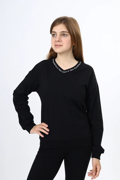Toontoy Kız Çocuk Okul Baskılı Sweatshirt