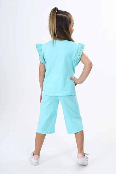 Toontoy Kız Çocuk Kol Güpür Detaylı Kaprili Takım - 7