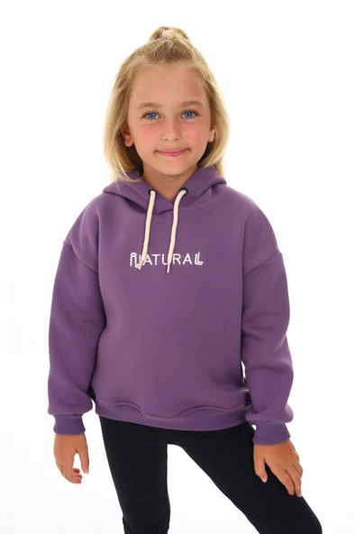 Toontoy Kız Çocuk Kapüşonlu Natural Nakışlı Sweatshirt