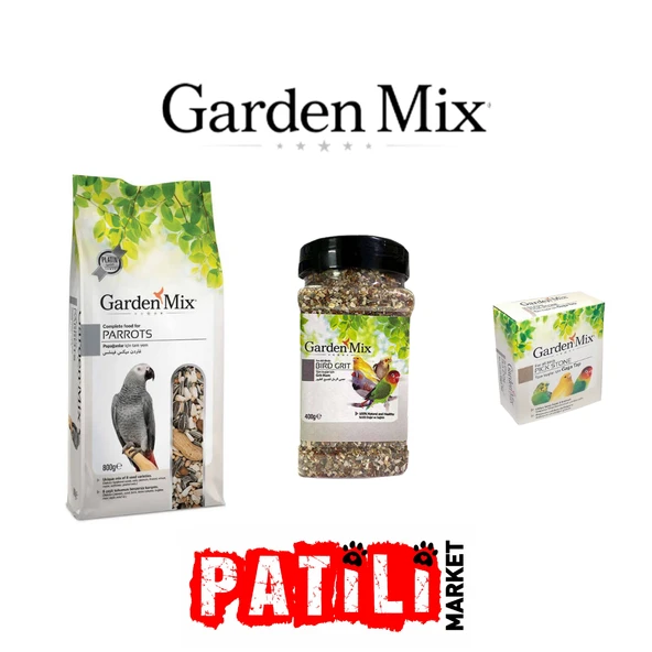 Gardenmix 800gr Papağan Yemi +Gaga Taşı +Kuş Kumu