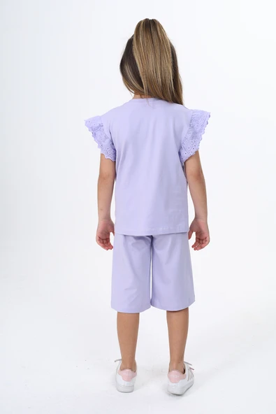 Toontoy Kız Çocuk Kol Güpür Detaylı Kaprili Takım - 9