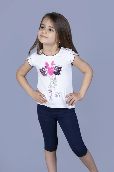 Toontoy Kız Çocuk Çevirmeli Pullu Takım - 4