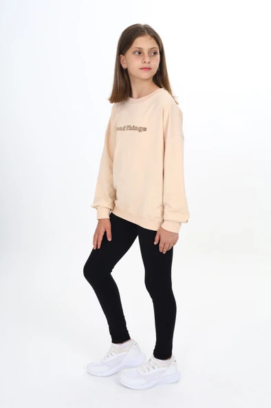 Toontoy Kız Çocuk Good Thıngs Baskılı Taytlı Takım - 11