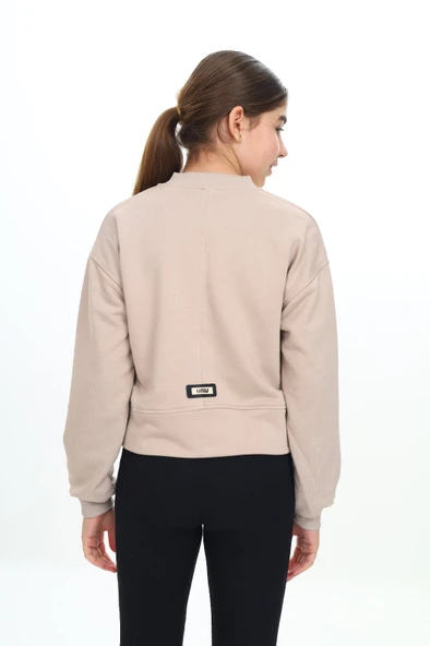 Toontoy Kız Çocuk Kolej Yaka Fermuarlı Cepli Düşük Omuz Baskılı Örme Hırka - 3 İplik Şardunsuz - 12