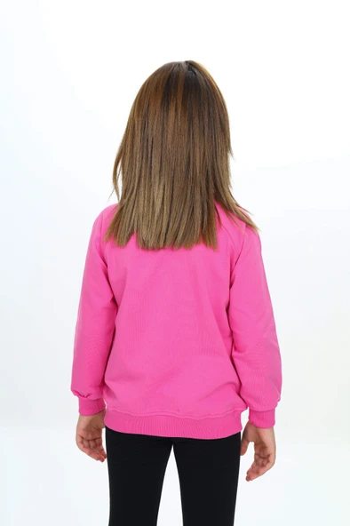 Toontoy Kız Çocuk Dik Yaka Fermuarlı Cepli Reglan Kol Örme Hırka - 2 İplik - 8