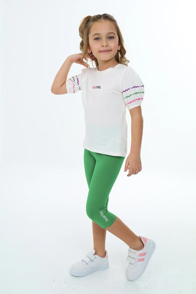 Toontoy Kız Çocuk Colorful Nakışlı Kaprili Takım - 3