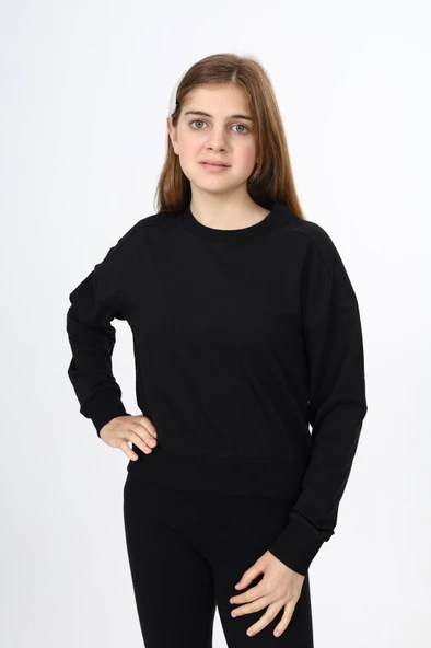 Toontoy Kız Çocuk Düşük Omuz Gazeli  Okul Sweatshirt - 3