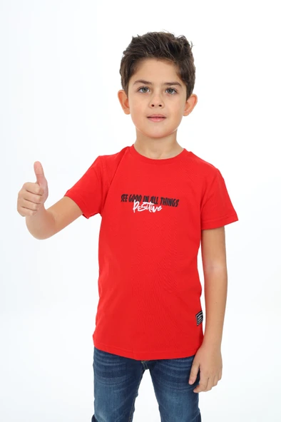 Toontoy Erkek Çocuk Positive  Baskılı Tişört - 4