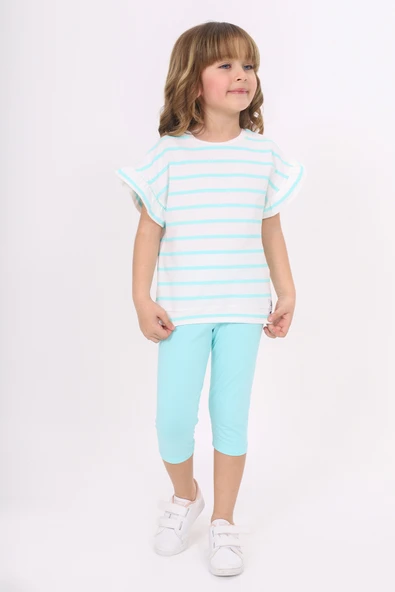 Toontoy Kız Çocuk Çizgi Baskılı Kaprili Takım - 12