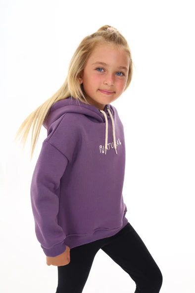 Toontoy Kız Çocuk Kapüşonlu Natural Nakışlı Sweatshirt - 7