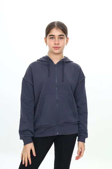 Toontoy Kız Çocuk  Kirli Dikişli Kapüşonlu Hırka - 8