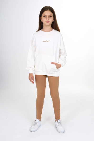 Toontoy Kız Çocuk Respect Baskılı Taytlı Takım - 4