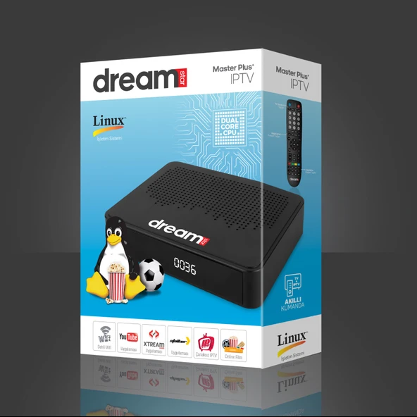 DREAMSTAR MASTER PLUS LİNUX İŞLETİM SİSTEMİ DAHİLİ WİFİ ÇİFT ÇEKİRDEKLİ İŞLEMCİ AKILLI KUMANDA 2GB RAM HD UYDU ALICISI