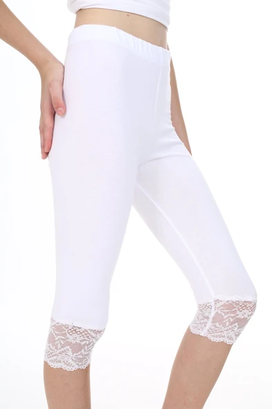 Toontoy Kız Çocuk Paça Dantel Detaylı Kapri - 12