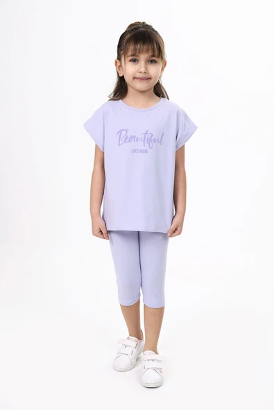 Toontoy Kız Çocuk Beautıful Baskılı Kaprili Takım