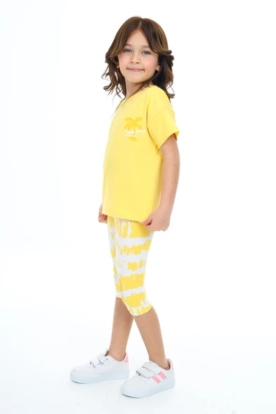 Toontoy Kız Çocuk Batik Desen Have Fun Yazı Baskılı Kaprili Takım - 8
