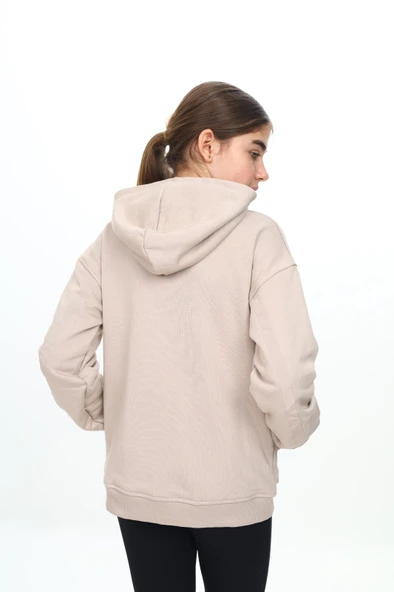 Toontoy Kız Çocuk Kapüşonlu Şerit Fermuar Detaylı Cepli Düşük Omuz Örme Hırka - 3 İplik Şardonsuz - 4