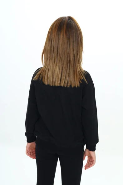 Toontoy Kız Çocuk Dik Yaka Fermuarlı Cepli Reglan Kol Örme Hırka - 2 İplik - 11