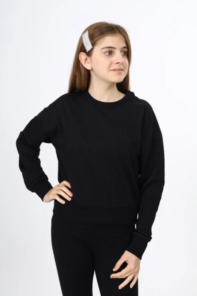 Toontoy Kız Çocuk Düşük Omuz Gazeli Okul Sweatshirt