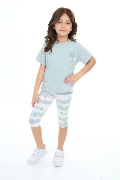Toontoy Kız Çocuk Batik Desen Have Fun Yazı Baskılı Kaprili Takım - 4