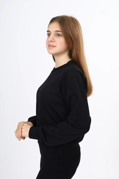 Toontoy Kız Çocuk Düşük Omuz Gazeli Okul Sweatshirt - 2