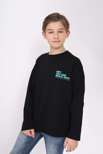Toontoy Erkek Çocuk Hey You Look  Baskılı Sweatshirt