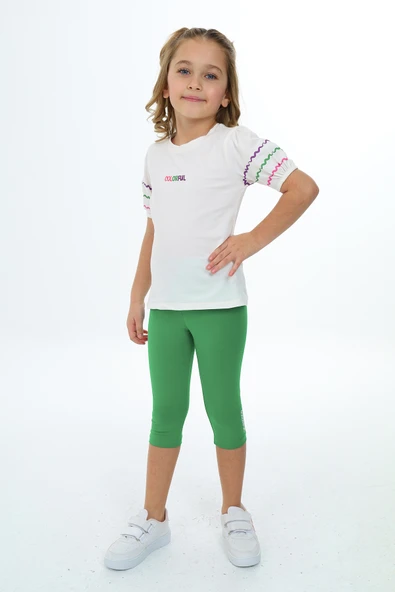 Toontoy Kız Çocuk Colorful Nakışlı Kaprili Takım - 2