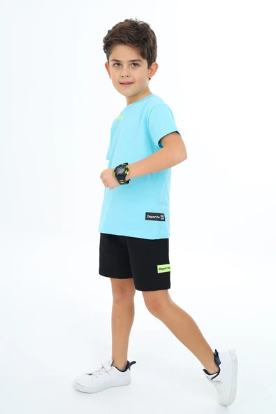 Toontoy Erkek Çocuk  Yakası Baskılı Şortlu Takım - 6