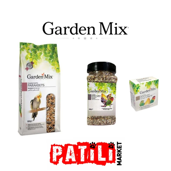 Gardenmix Paraket Yemi 1kg+Gaga Taşı +Kuş Kumu