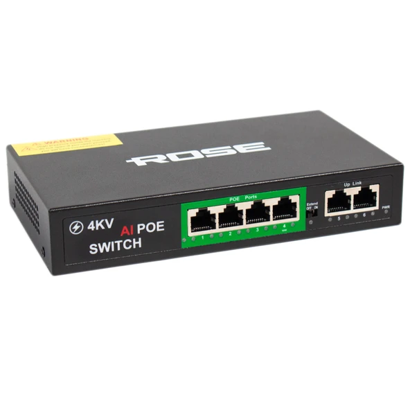 ROSE PR-420 4+2 10/100 Mbps MEGABİT POE SİWTCH 72W  48V 1.5A