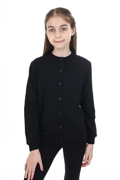 Toontoy Kız Çocuk Bisiklet Yaka Düğmeli Örme Hırka - 2 İplik - 3