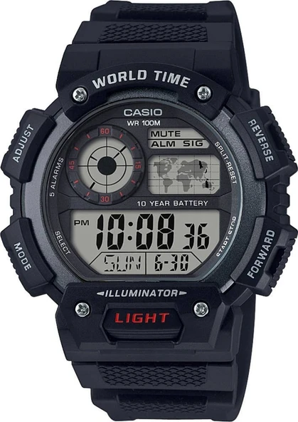 CASIO AE-1400WH-1AVDF SİYAH SİLİKON KORDON DİJİTAL ERKEK KOL SAATİ