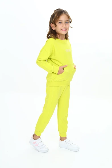 Toontoy Kız Çocuk Kanguru Cepli Tnty Nakışlı Eşofman Takım - 2